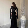 Cape Sleeve Gown with Tie-Back | Fitted Mermaid Maxi Dress(MS230)