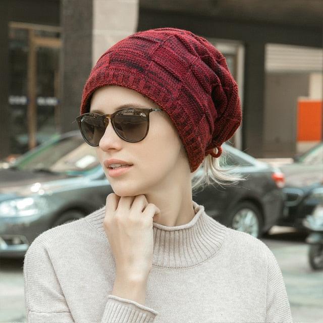 Caps Warmer Bonnet Casual Cap Winter Beanie Hats Hat winter hat Bobble Hat Winter Balaclava Women Bandana Baotou Cap Scarf Warm Thick Beanie Skellies Women Girls Cable Knit Soft Cute Beanie with Ears Detachable Pompom Fur Hat Girls