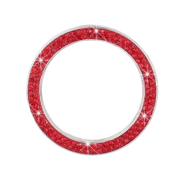 Cars One-Key Engine Start Stop Ignition Push Button Switch Cover Decorative Rhinestone Diamond Crystal Ring Car Parts Push to Start Button Cover Crystal Rhinestone Car Ring Emblem Sticker Bling Accessories for Women