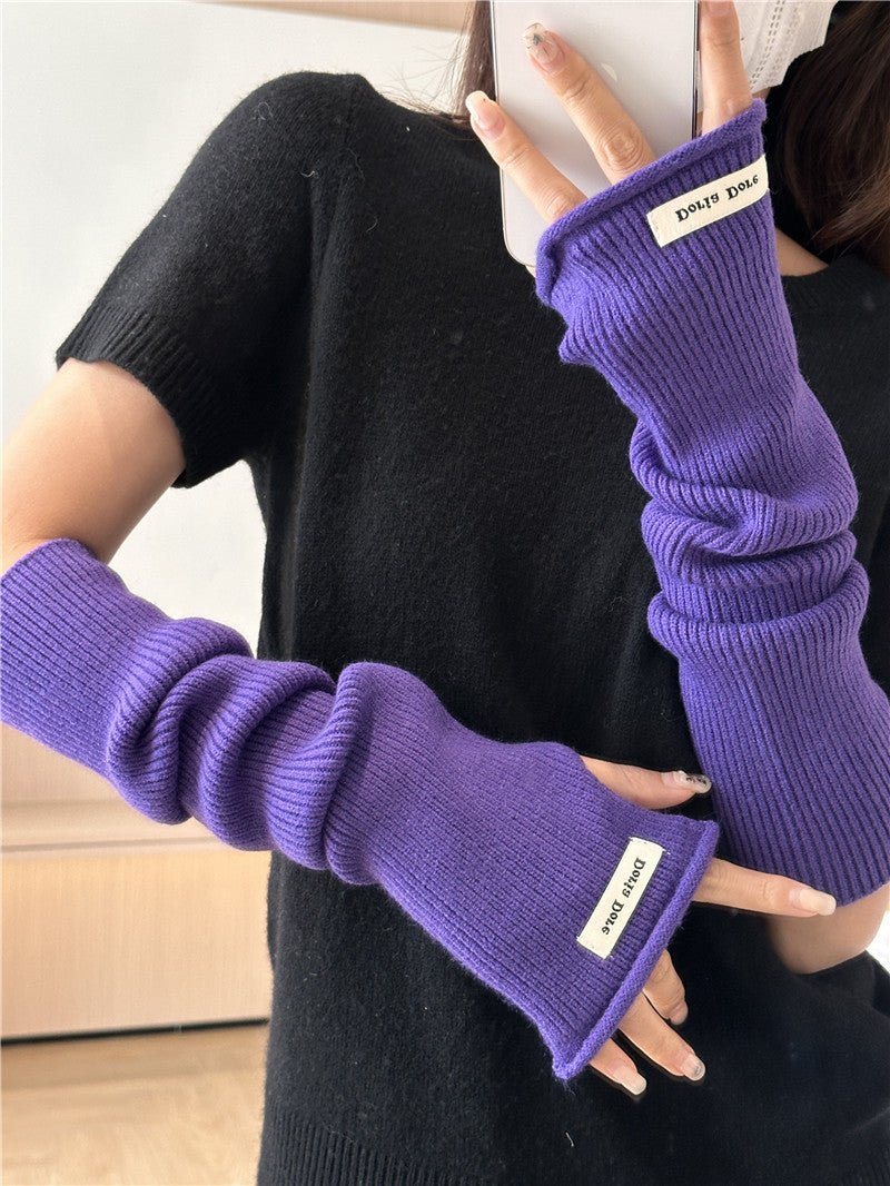 ‌Cascading Knit Sleeve Covers Cozy Elegance for Layered Style (MAC312)