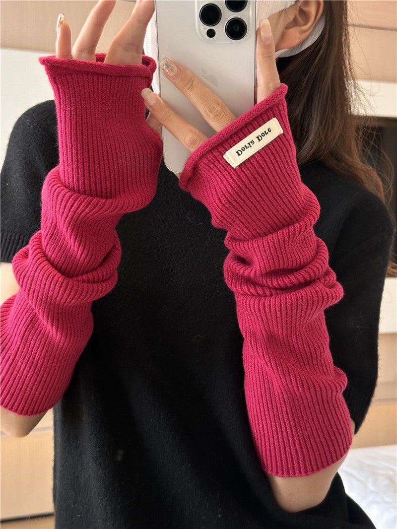 ‌Cascading Knit Sleeve Covers Cozy Elegance for Layered Style (MAC312)