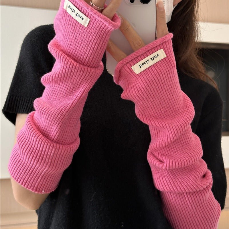 ‌Cascading Knit Sleeve Covers Cozy Elegance for Layered Style (MAC312)