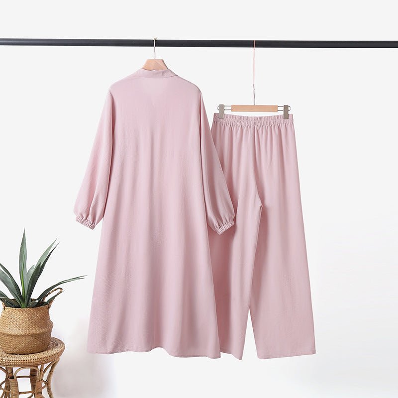 Casual Retro Shirt with Loose Long Pants 2-Piece Set (MOA020)