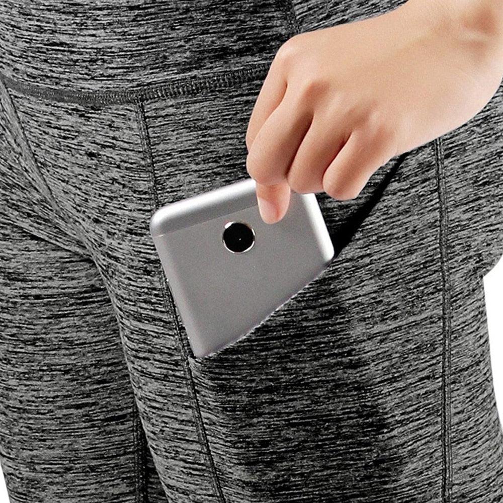 Casual Women's Yoga Pants Gym Fitness Sports Cropped Leggings Pocket Slim Pants Female Solid Color Women's Seamless Scrunch Legging Workout Leggings For Women Lift Tight Gym Yoga Home Pants