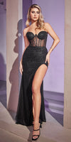 Cinderella Divine CB084 Strapless Fitted Glitter Gown