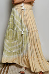 POL Shimmer Tiered Reverse Ruffle Smocked Waist Maxi Skirt