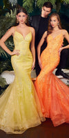 Cinderella Divine CC2279 Long Glitter Printed Mermaid Gown