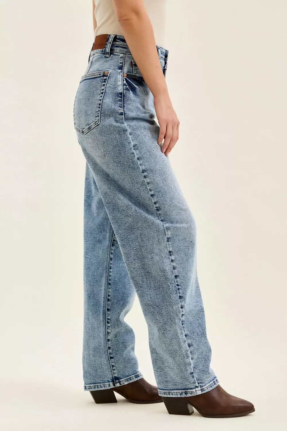 Judy Blue Full Size High Waist Marlow Arc Leg Jeans with Double Waistband Plus Size