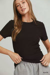 Umgee Brushed Rib Short Sleeve Top