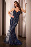 Ladivine CD795 Dress Lace & Tulle Crystal Embellished Fitted Gown
