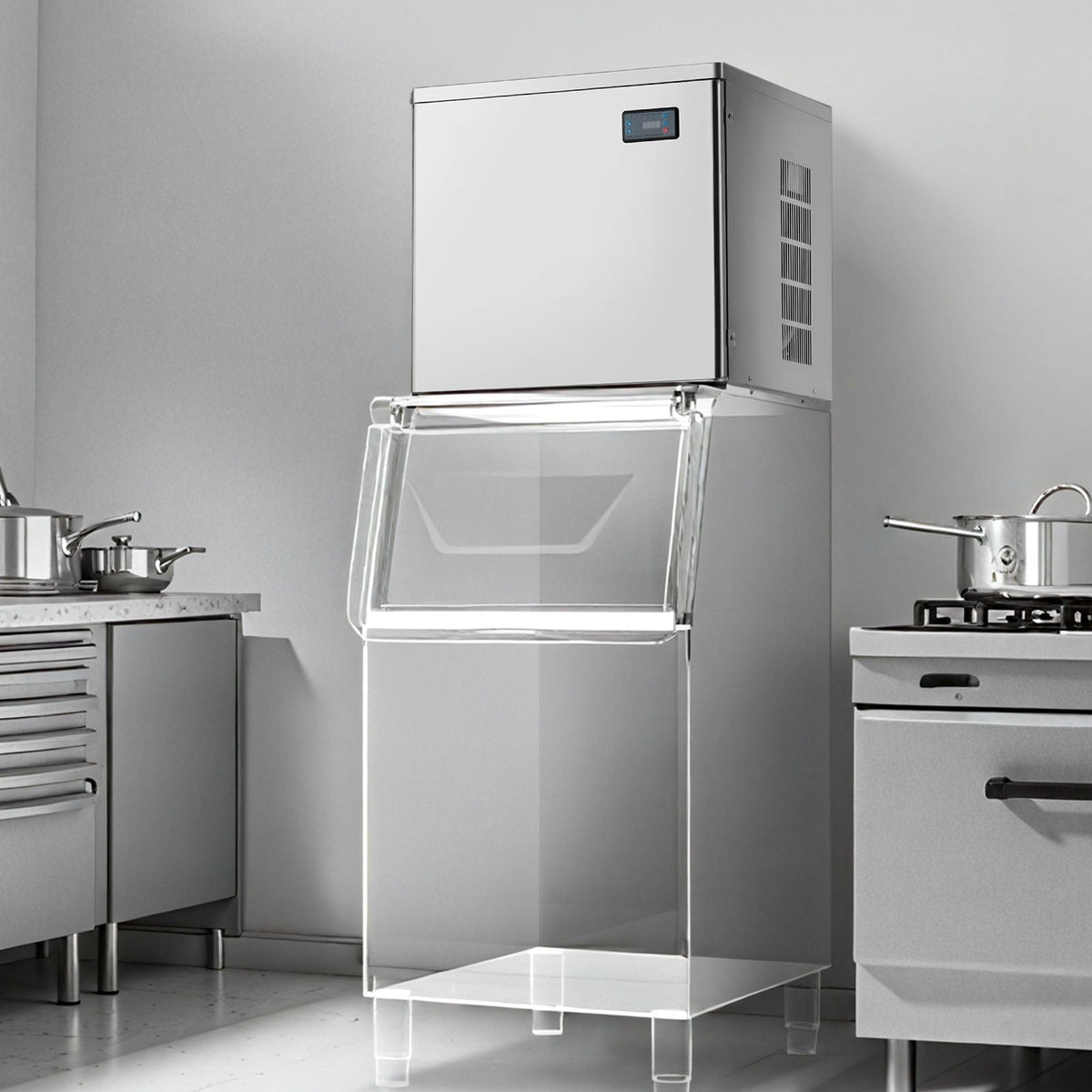Commercial Ice Maker Machine - Head, 450 Lbs/Day Stainless Steel Ice Machine with Scheduled Ice-Making, Self-Cleaning, Adjustable Thickness, Ideal for Restaurant Bar Cafe Hotel - Head Only