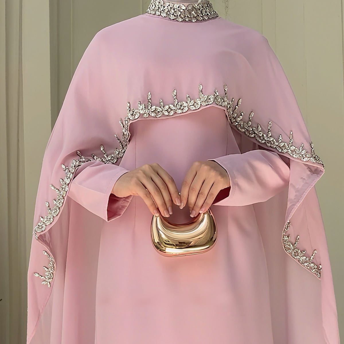 Celestial Rhinestone Cape Abaya | Luxury 2-Piece Set (MA251)