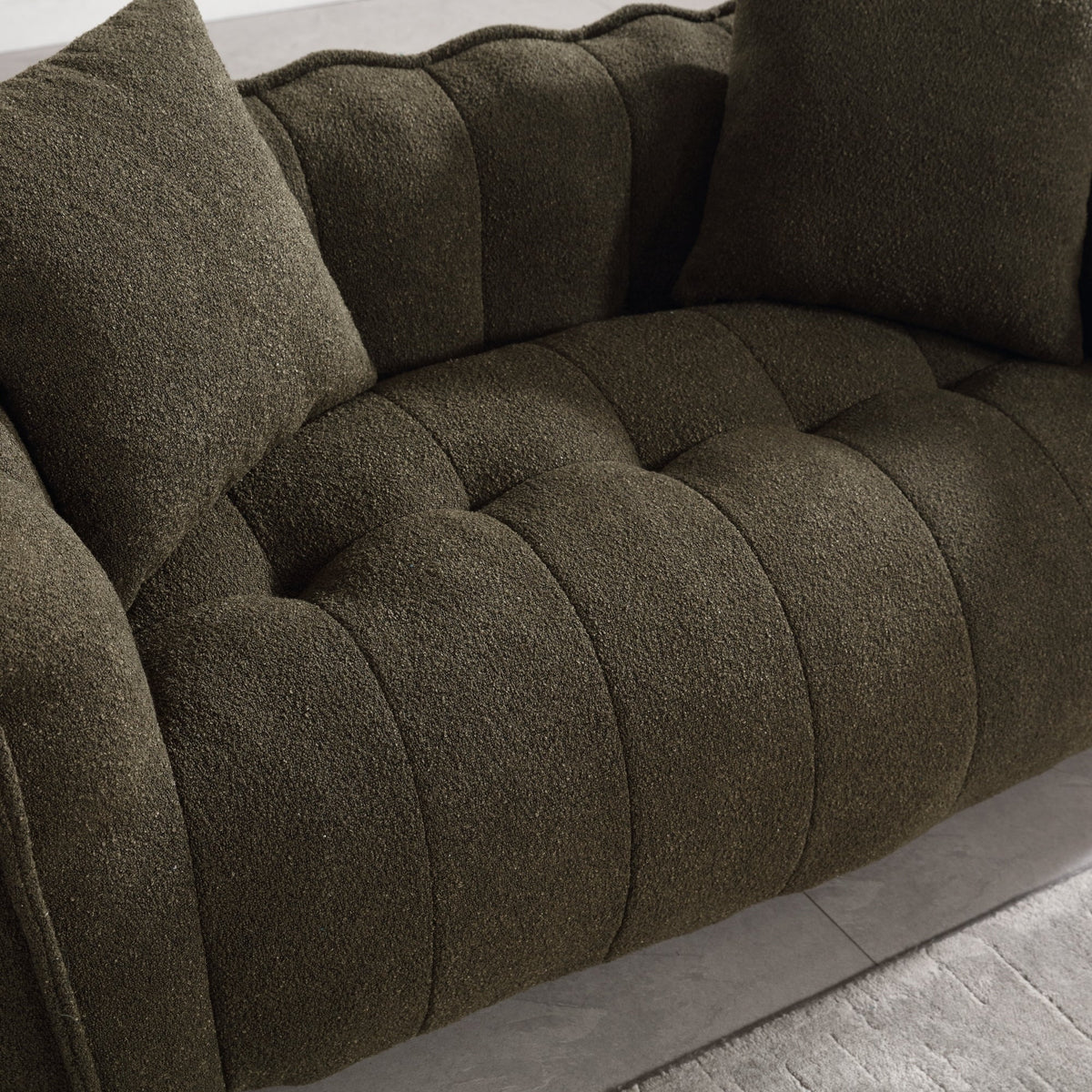 Cozy Beanbag Chair with High Resilience Foam Core for Two - Olive Green Chenille, 66x35x25 inches