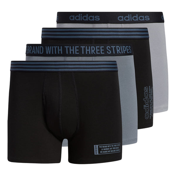adidas Mens Core Cotton 4-Pack Trunk Black/Onix Grey/Grey XX-Large