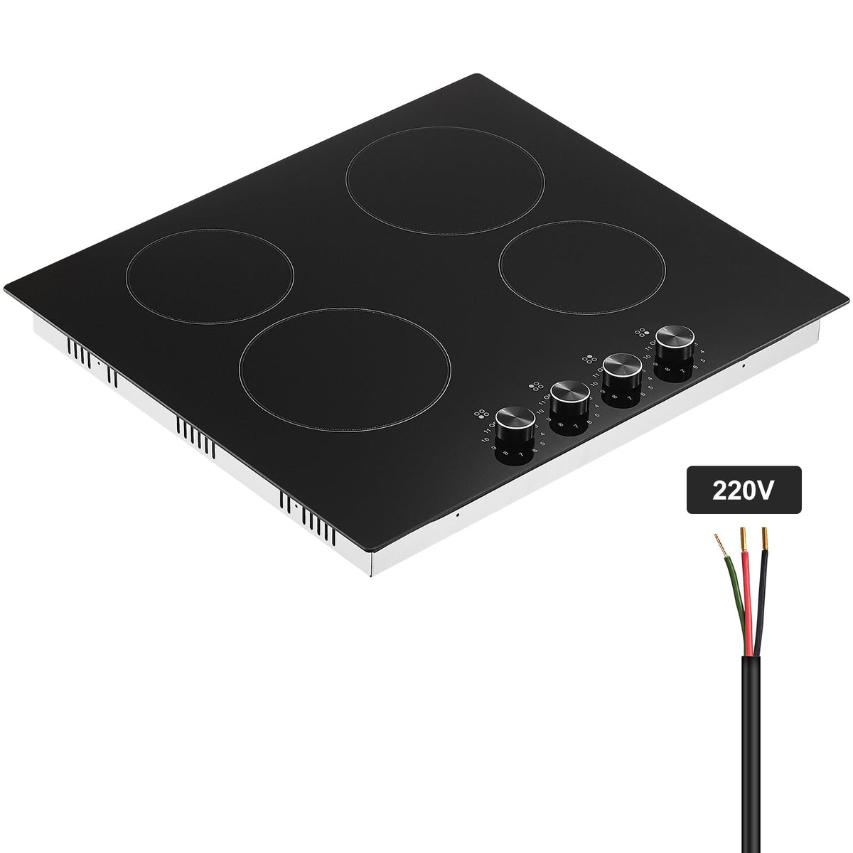 Built-in Electric Cooktop Radiant Ceramic Cooktop 4 Burners 23.2x20.5 inch