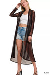 Zenana Mesh Open Front Cardigan