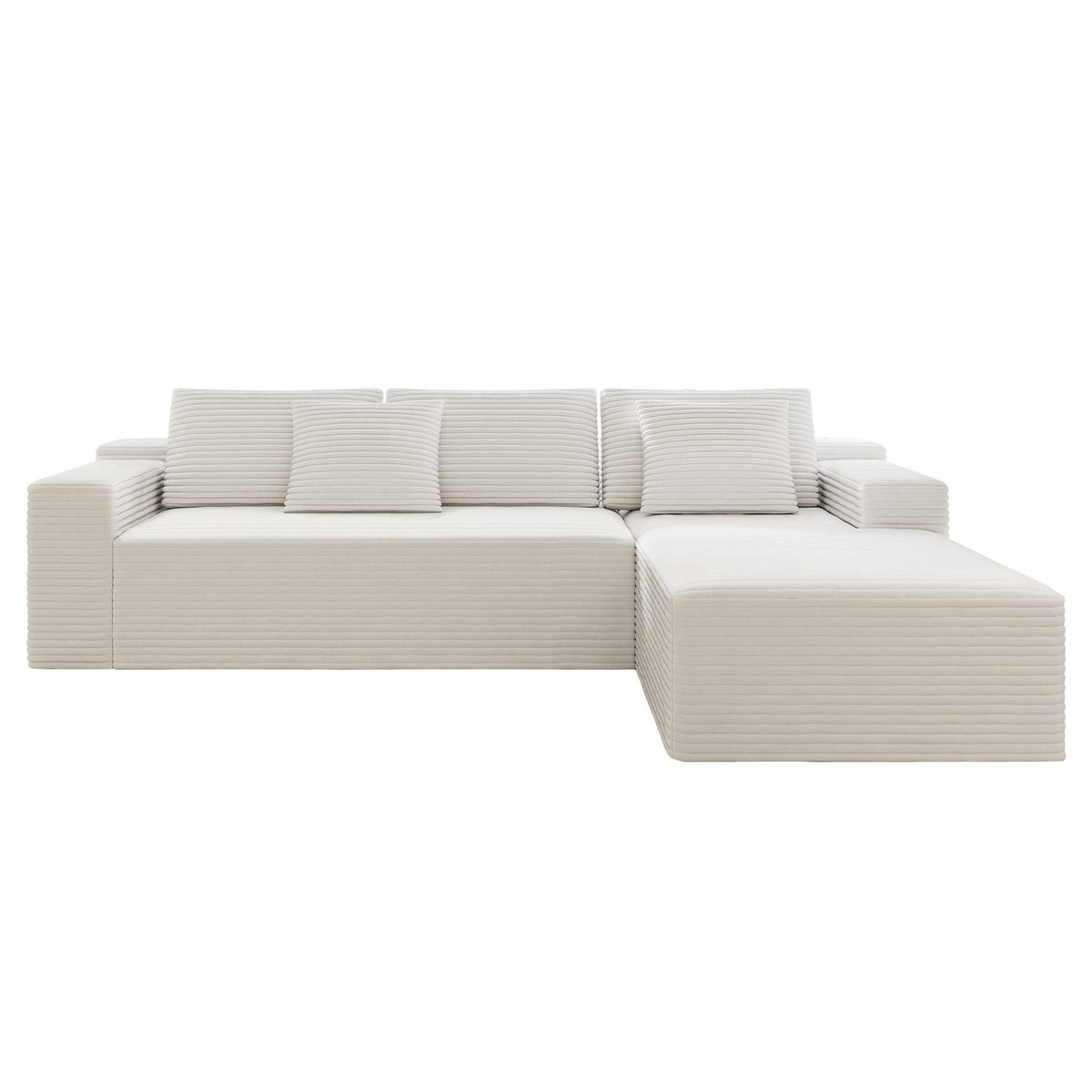 104.3*68.9'Modular sectional sofa seat,Upholstered compressed couch for living room,Bedroom,Apartment,No assembly required,2PC free combination,Plush corduroy fabric,WHTIE
