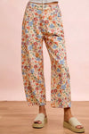 BiBi Washed Floral Printed Twill Barrel Pants
