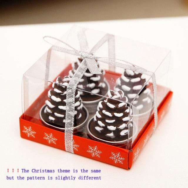 Christmas Candles Paraffin Home Desktop Decorations Tea light Candles Handmade Delicate Santa Snowman Acorn Tree Candles For Christmas Home Decoration Gifts Wedding Party Holiday Lights Christmas Ornaments