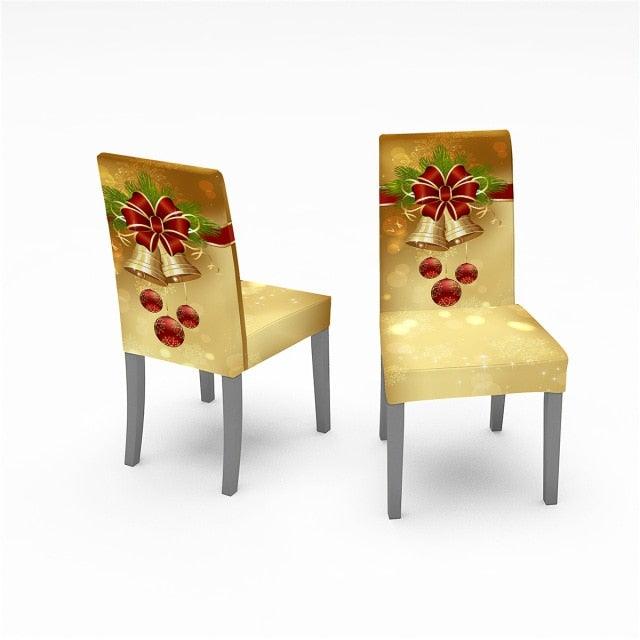Christmas Chair Covers Santa Printed Elastic Stretch Dining Room Chair Slipcover Kitchen Seat Cover Spandex Home Decor chair Stretch Removable Washable Dining Room Chair Protector Slipcovers Christmas Decoration/Home Decor Dining Room Seat Cover