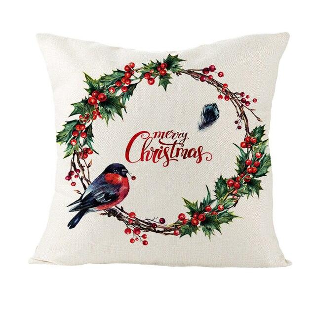 Christmas Cover Cushion For Home Decor Pillowcase Santa Claus Christmas Throw Pillow Covers Waterproof Outdoor Pillow Covers Cotton Linen Christmas Pillow Covers Linen Print Merry Christmas Navidad 2022 New Year Gift 45x45CM