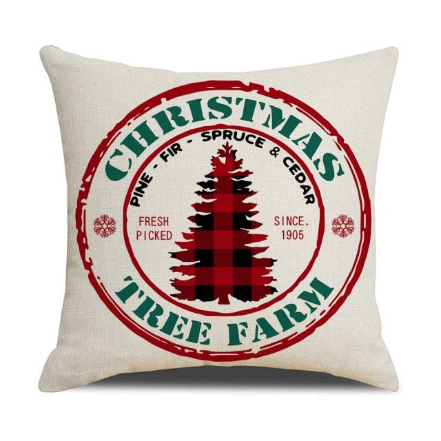 Christmas Decoration Cushion Cover  Decorative Throw Pillow Cover Christmas Decor Xmas Winter Decorations Holiday Pillows Cushion Case Candle Pine Tree Deer Sleigh Printed Pillow Cover Xmas 45X45CM