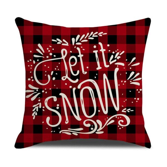 Christmas Decoration Cushion Cover  Decorative Throw Pillow Cover Christmas Decor Xmas Winter Decorations Holiday Pillows Cushion Case Candle Pine Tree Deer Sleigh Printed Pillow Cover Xmas 45X45CM