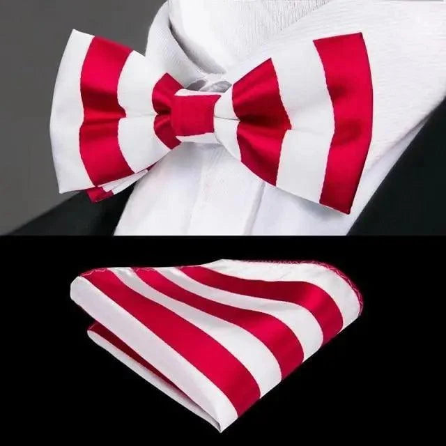 Classic Green Bow Ties Men Silk Butterfly Tie  With Pocket Square And Cufflinks Set For Men Elegant Design Wedding Party Bowties Solid Color Gentleman Bow Tie And Pocket Square Cufflink Set