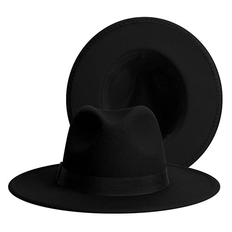 Classic Wide Brim Fedora Hat Men Women Two Colors Fedora Hats Cowboy Hat White Blue Belt Beautiful Design Soft Unisex Party Formal Hat 56-58CM
