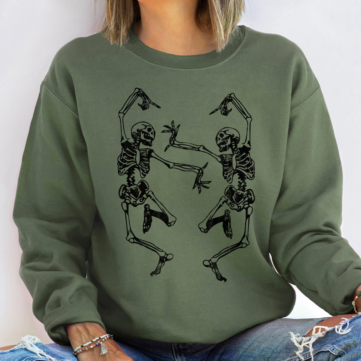 Dancing Skeletons Halloween Night Parade Of Spooky Fun Premium Graphic Sweatshirt