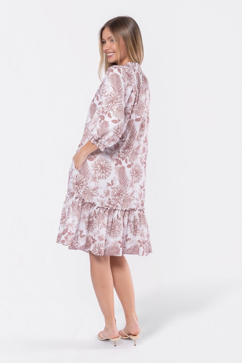 Clio Dress 40" (Beige White)