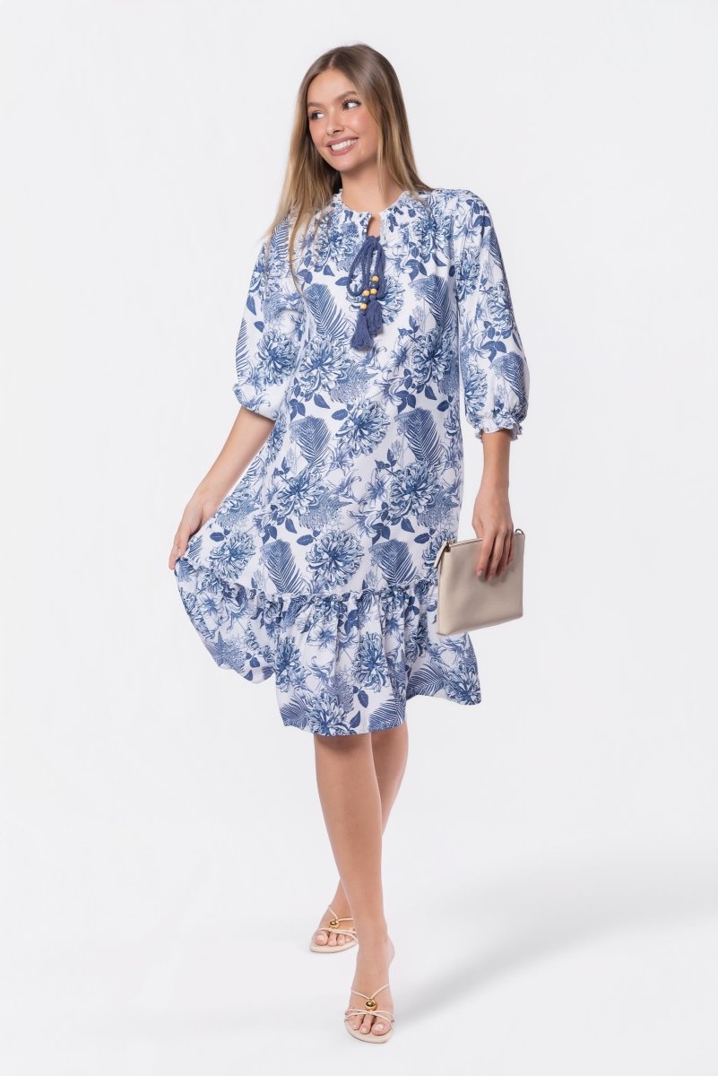 Clio Dress 40" (Blue White)