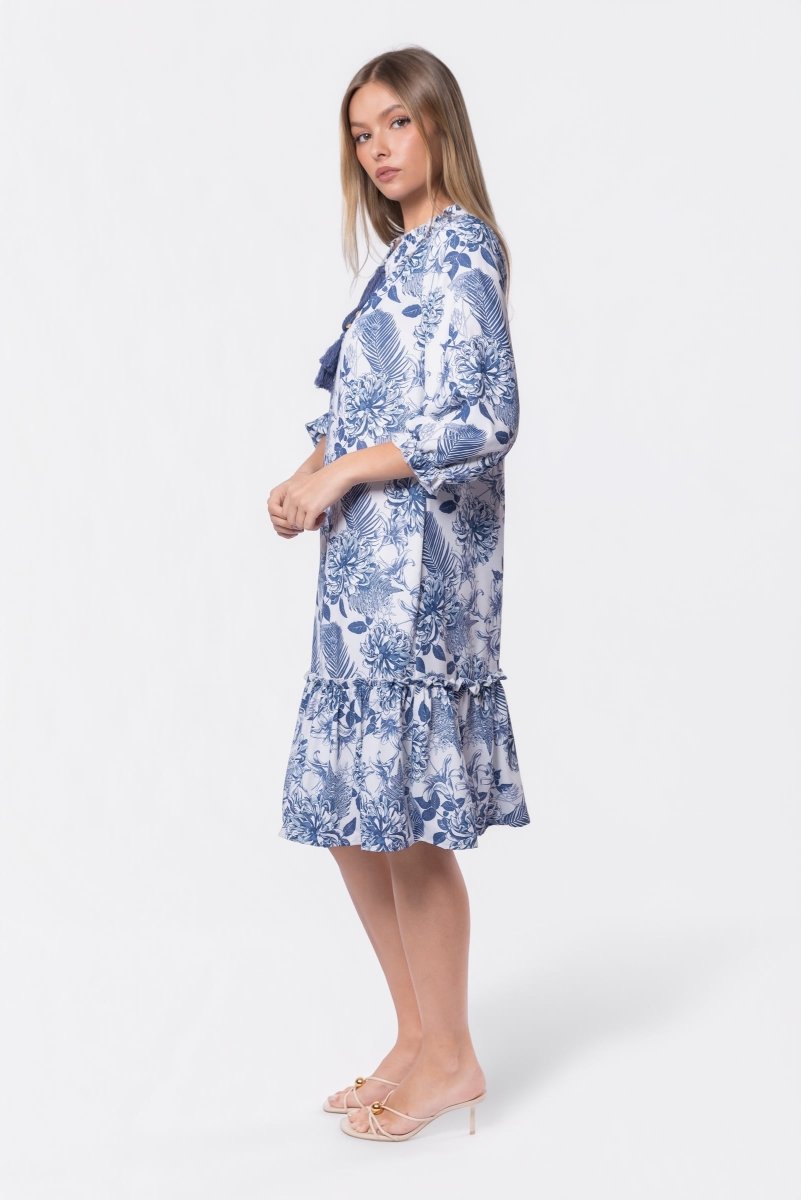 Clio Dress 40" (Blue White)