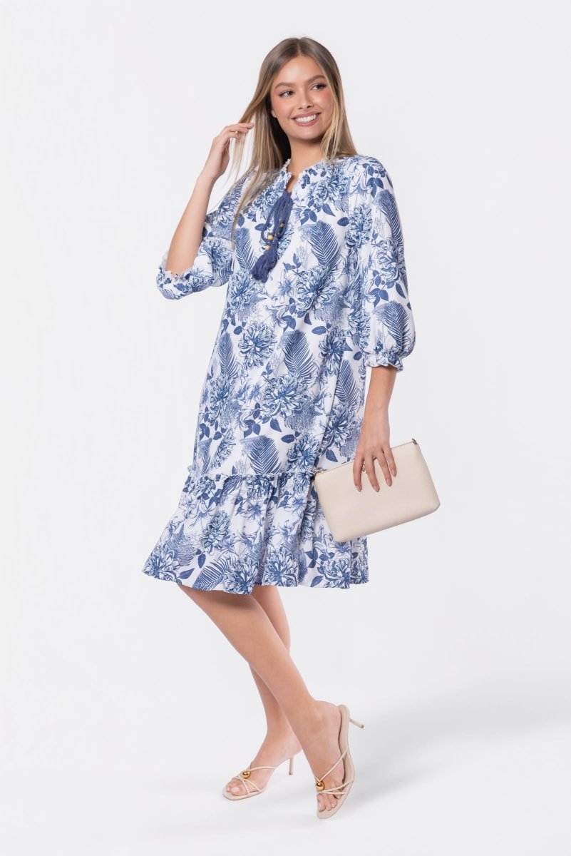 Clio Dress 40" (Blue White)