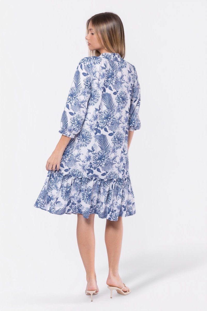Clio Dress 40" (Blue White)