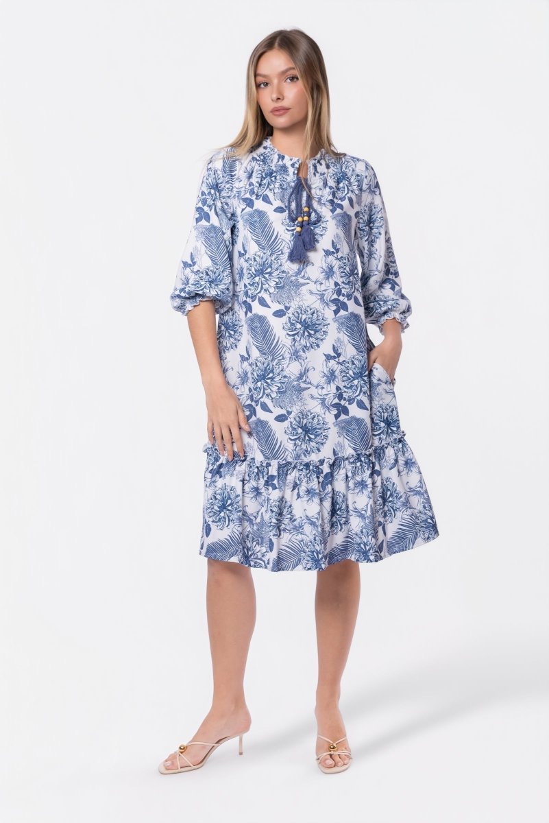 Clio Dress 40" (Blue White)