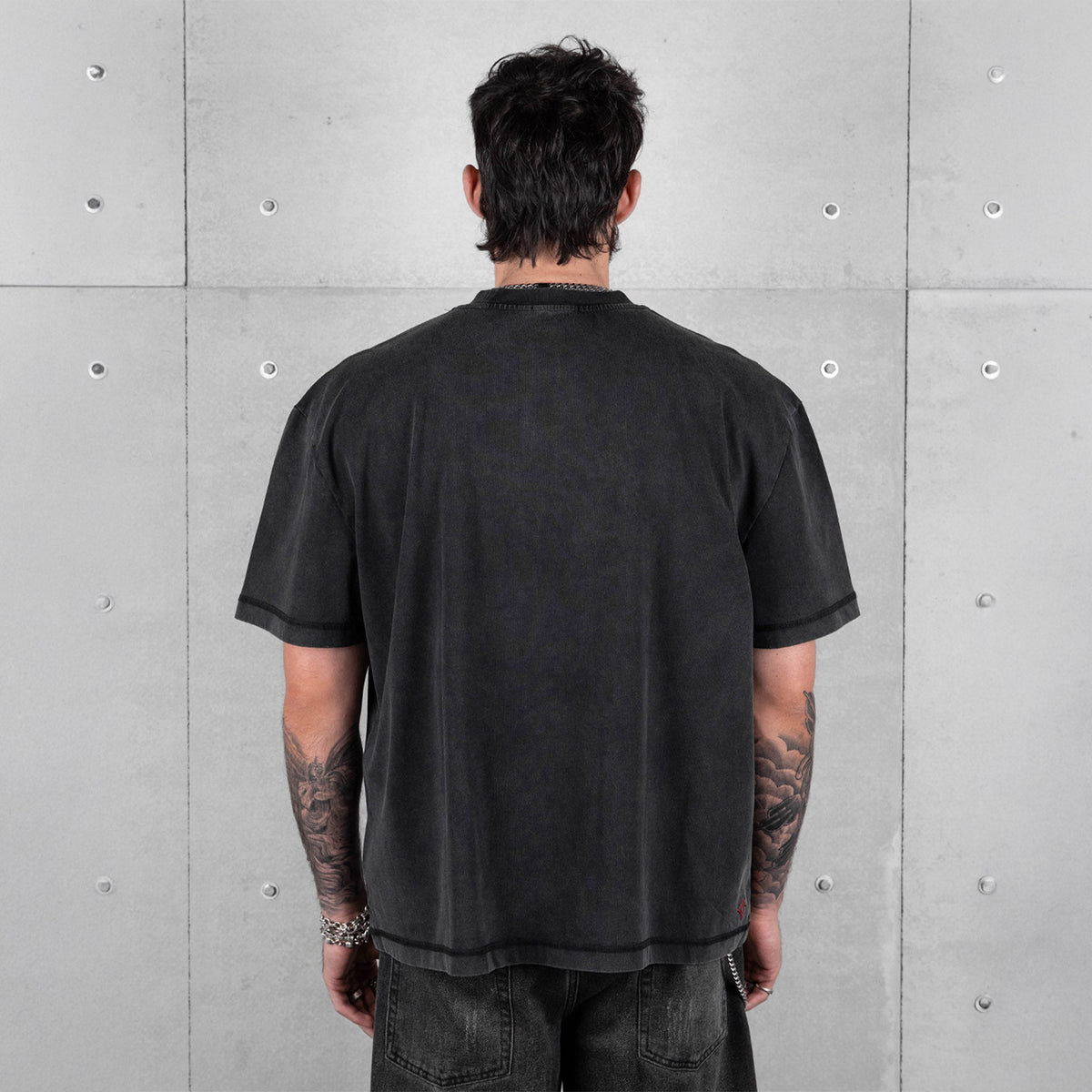 Commons Blank Star Embroidered Tee Acid Wash