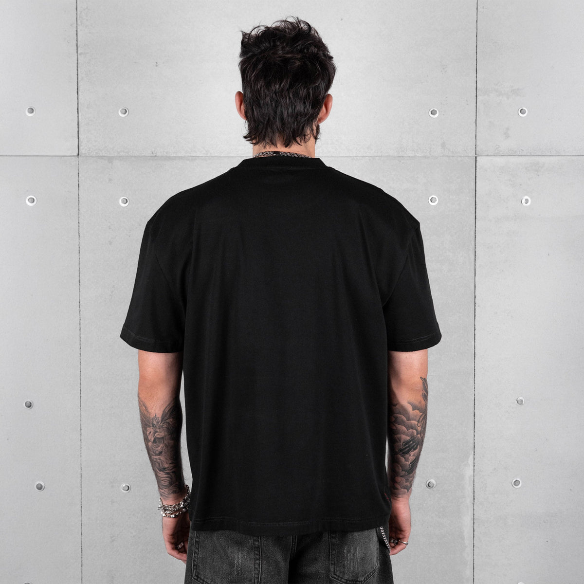 Commons Blank Star Embroidered Tee Jet Black