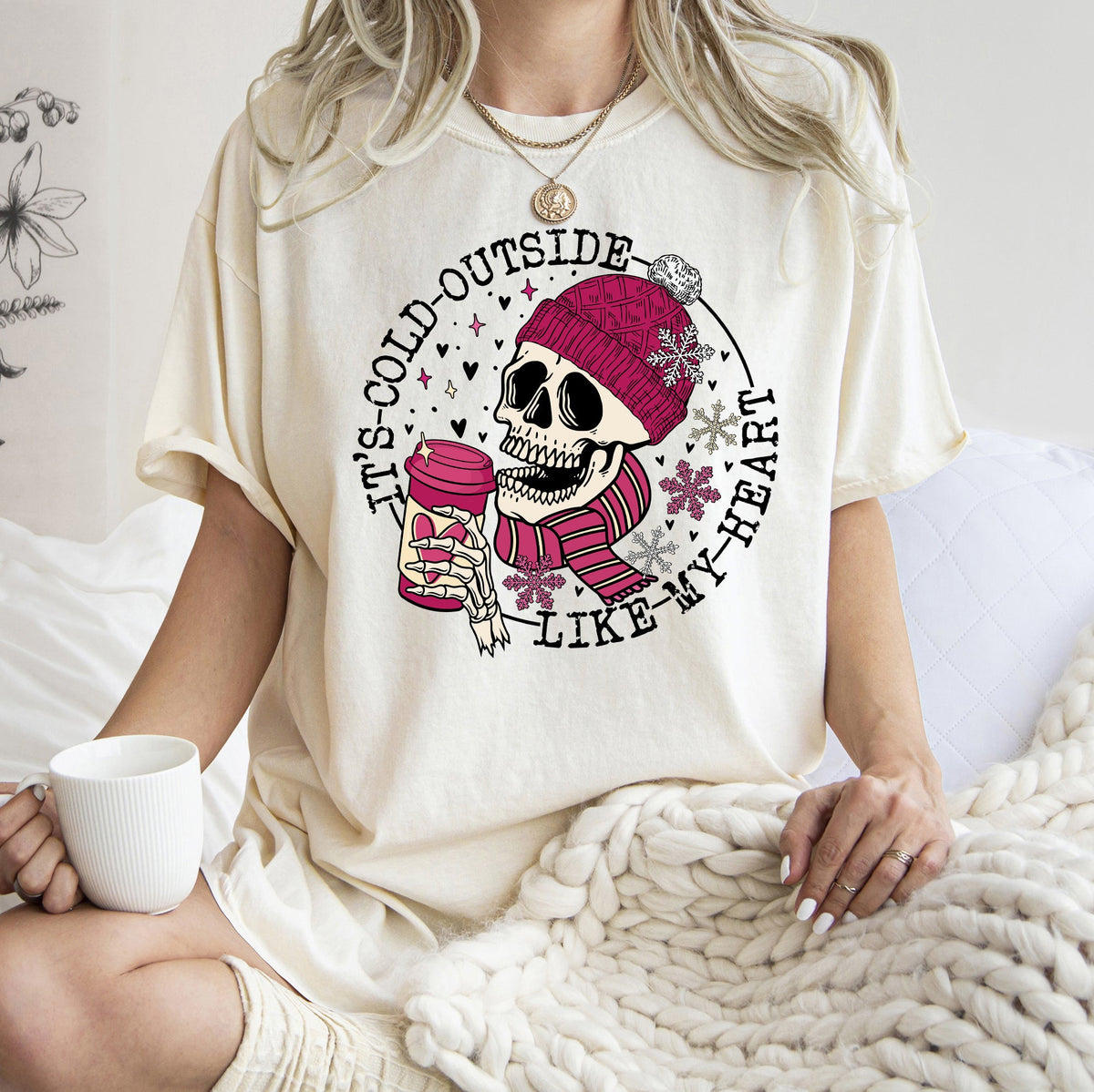It's Cold Outside Skeleton Heart Valentine's Day Limited Edition Comfort Colors Tee