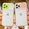 Colorful Translucent Slide Camera Lens Protection Shockproof Phone Case for iPhone Transparent Shockproof Phone Case For iPhone 13 12 11 Pro Max XR XS Max Slide Camera Lens Protection Clear Back Cover