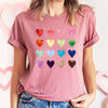 Colorful Hearts Rainbow Love Valentine Edition With Bold Typography Hearts Motifs Graphic Tee