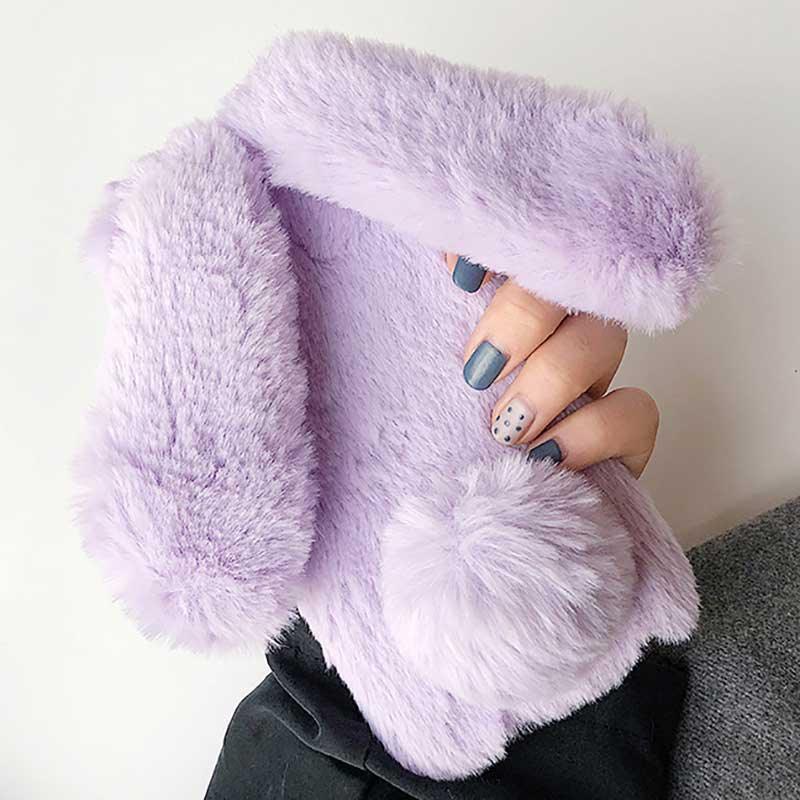 Comfortable Bunny Funny Women Phone Cover For iPhone 12 mini 11 Pro Max Hairy Cute Rabbit Animal Case For iPhone XS MAX XR Soft Lightweight Phone Cover Girl Gifts