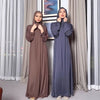 Comfortable Milk Silk Hooded Maxi Dress with Pockets | Elastic Cuff Long Sleeve Dress(MA321)