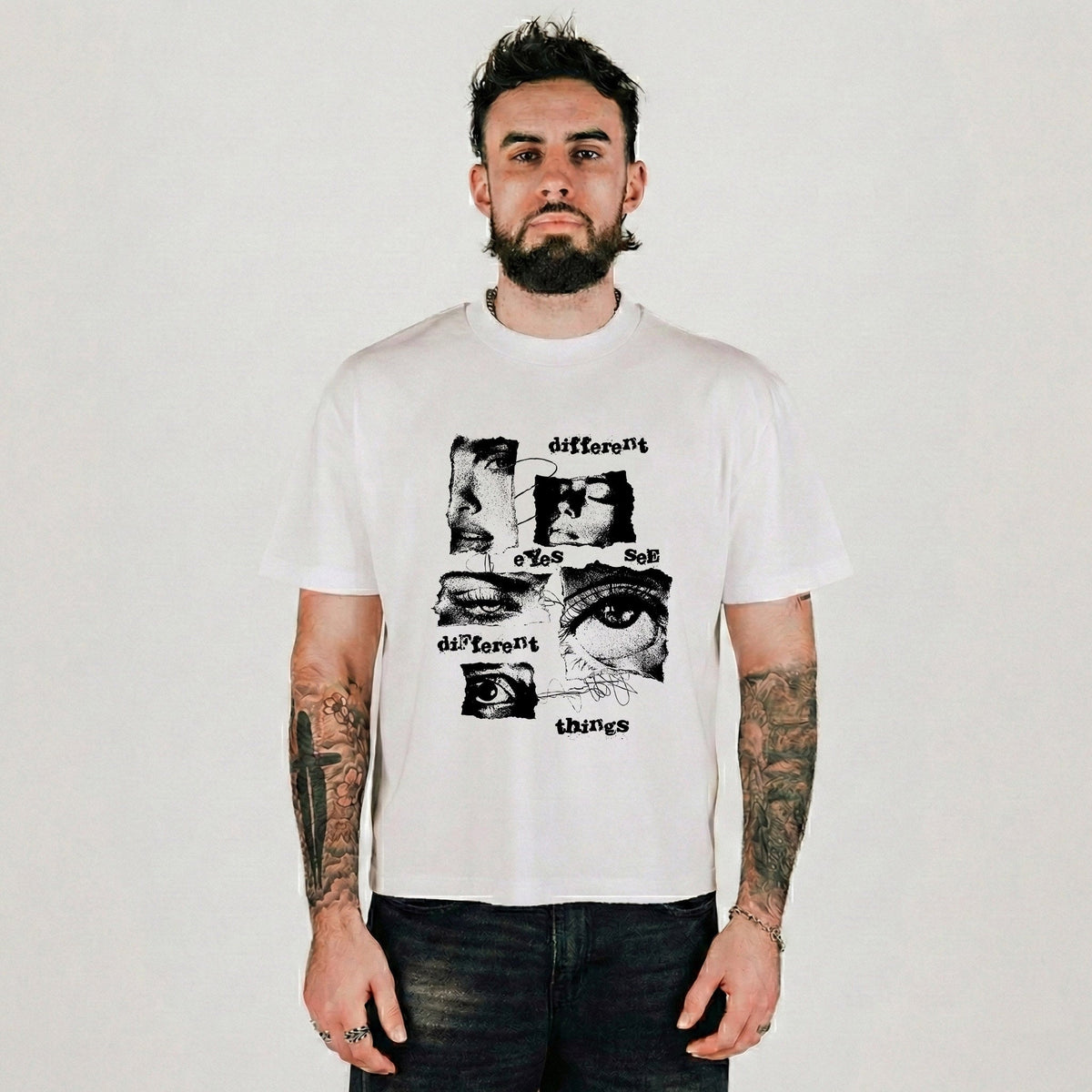 Compliments Different Eyes White Vintage Shirt