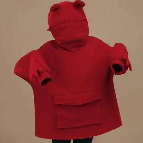 Cool Women Hoodie Perfect Sleeping Frog Pullover Winter Sense Hooded Modern Casual Sweatshirts Cute Funny Style Comfortable Frog Pullover Hoodie For Women