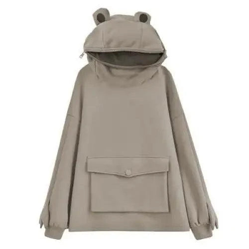 Cool Women Hoodie Perfect Sleeping Frog Pullover Winter Sense Hooded Modern Casual Sweatshirts Cute Funny Style Comfortable Frog Pullover Hoodie For Women