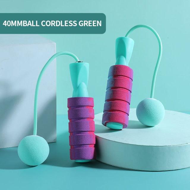 Cordless Skipping Rope Weight-Bearing Ball Sports Fitness Womens Indoor Dual-Use Weight Loss Sports Professional Fat Burning Ball Bearing Fast Rope Skipping Adjustable Memory Foam Anti Skid Handle Skipping Rope New Fitness Speed Rope For Men And Women