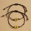 Cotton Cord Sunflower Bracelets Handmade Braided With Black Rope Charm Friendship Wish Card Surf Bangle Couples 2pcs/set Handmade Promise Adjustable Bracelets Matching Friendship Bracelet