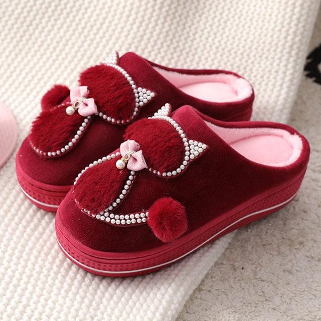 Cotton Women Cute Slippers Indoor Shoes For Women Winter Home Slippers Warm Footwear Winter Cotton Slippers Memory Foam House Slippers Cozy Fluffy Bedroom Couples Slippers