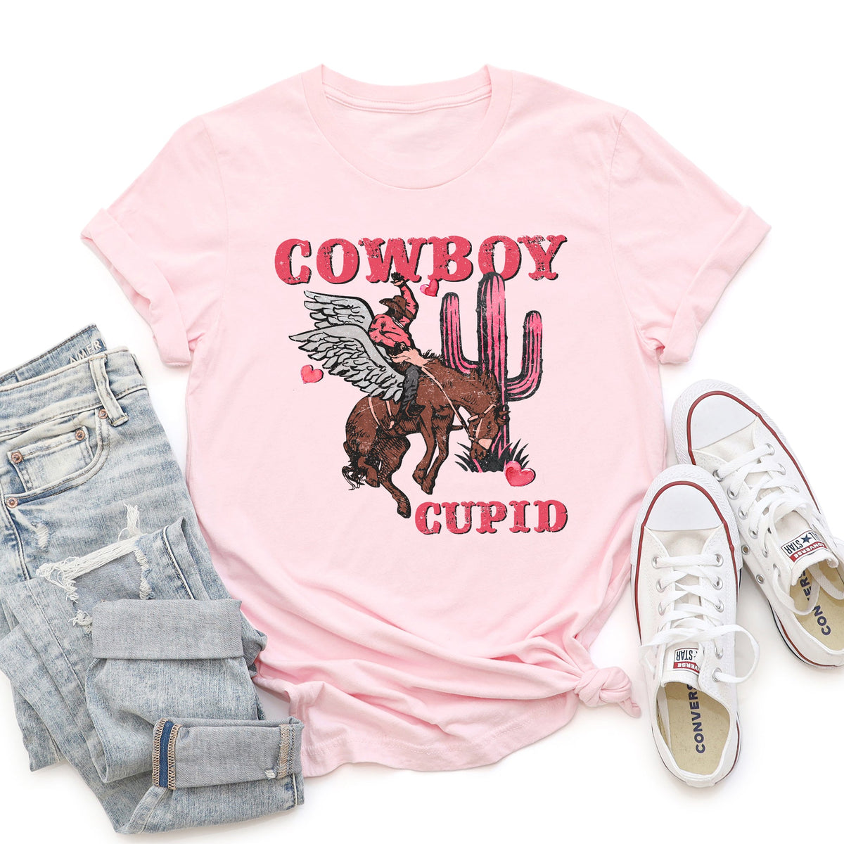 Cowboy Cupid Horse Western Country Valentine's Day Vintage Western Romance Graphic Tee